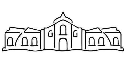 Building Line Art, Architectural Illustration, Minimalist Building Drawing, Urban Structure Sketch