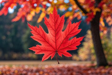 Stunning Red Maple Leaf Showcasing Autumn Beauty and Vivid Foliage
