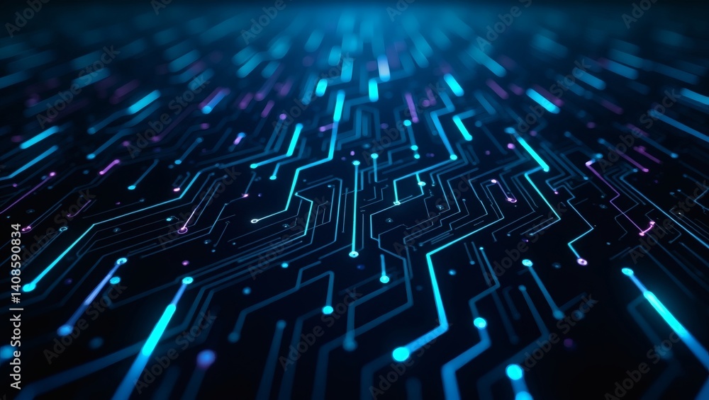 Poster a stunning abstract image of an intricate circuit board, showcasing technology and innovation