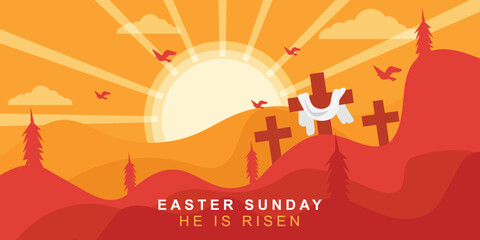 Vector Good Friday, Easter Sunday, Saturday holiday, Maundy Thursday, social media post poster, postcard, background, backdrop, template, greeting card