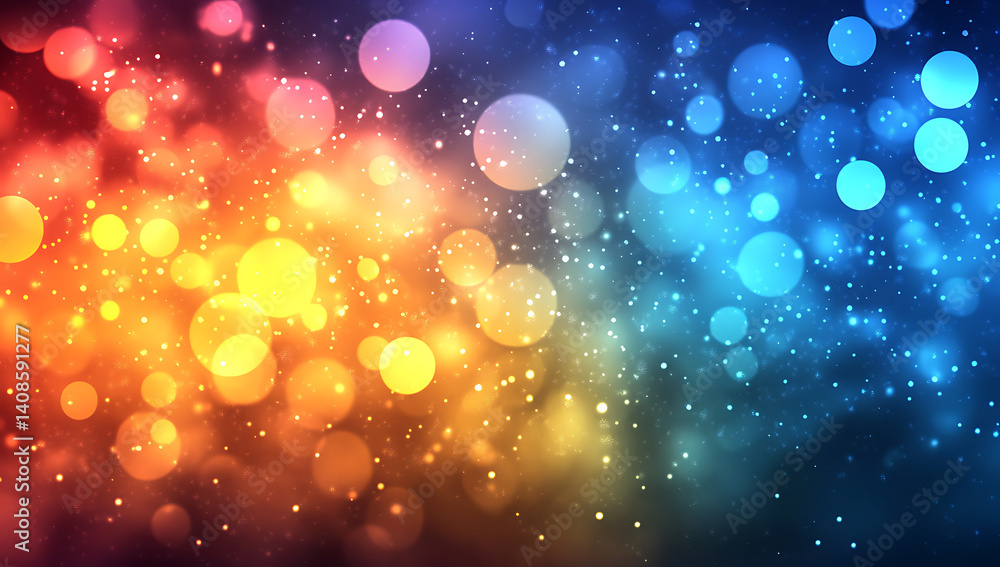Poster abstract background with colorful bokeh lights and sparkling glitter