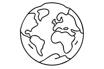 Earth Planet Illustration, Globe Line Art, Minimalist World Drawing, Global Symbol Sketch