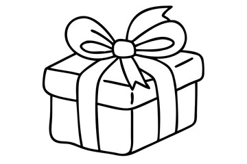Obraz premium Minimalist Present Illustration, Simple Gift Drawing, Holiday Box Sketch, Celebration Gift Design