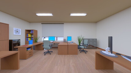 オフィス空間　3DCGレンダリング