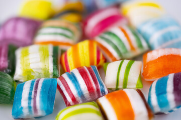 Old fashion hard candy mix. Assorted colorful striped hard candy. Holiday Christmas and halloween...