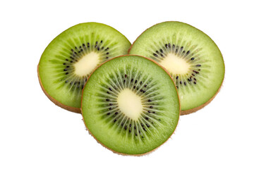 Sliced Kiwi Fruit, Fresh Green Kiwi, Healthy Snack, Vibrant Fruit Slices on White Surface