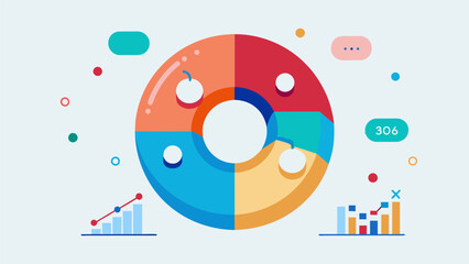 A visually striking donut chart displaying the division of votes between major parties and independent candidates.. Vector illustration