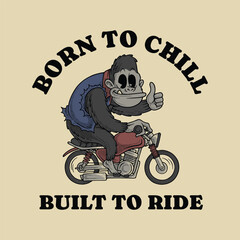 Retro Funny Gorilla Riding a Motorcycle