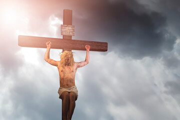Jesus Christ on the cross of Calvary Easter story from the Bible