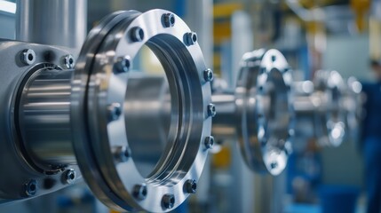 Pipefitter installing industrial piping in a factory setting. Featuring expertise and strength