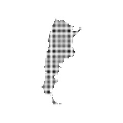 Obraz premium argentina map dotted halftone vector illustration. argentina country map. black and white minimal vector shape isolated on white background, perfect for travel, geography, and education concepts