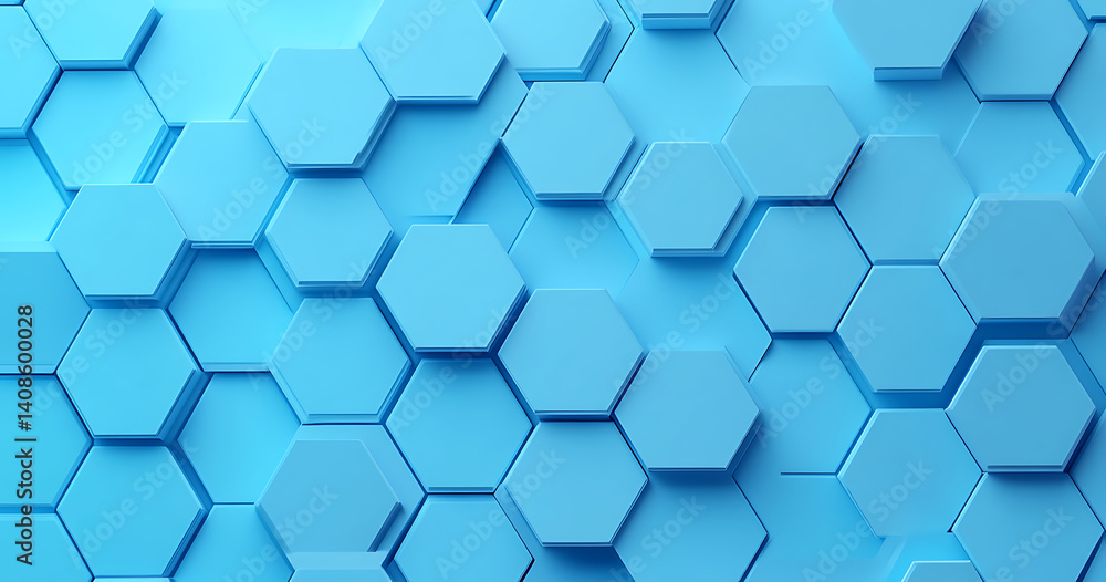 Poster blue honeycomb pattern with geometric hexagonal tile design