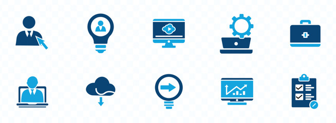 Manage icon set. Containing management, project, supervision, leadership, admin, teamwork, planning, manager and solid vector