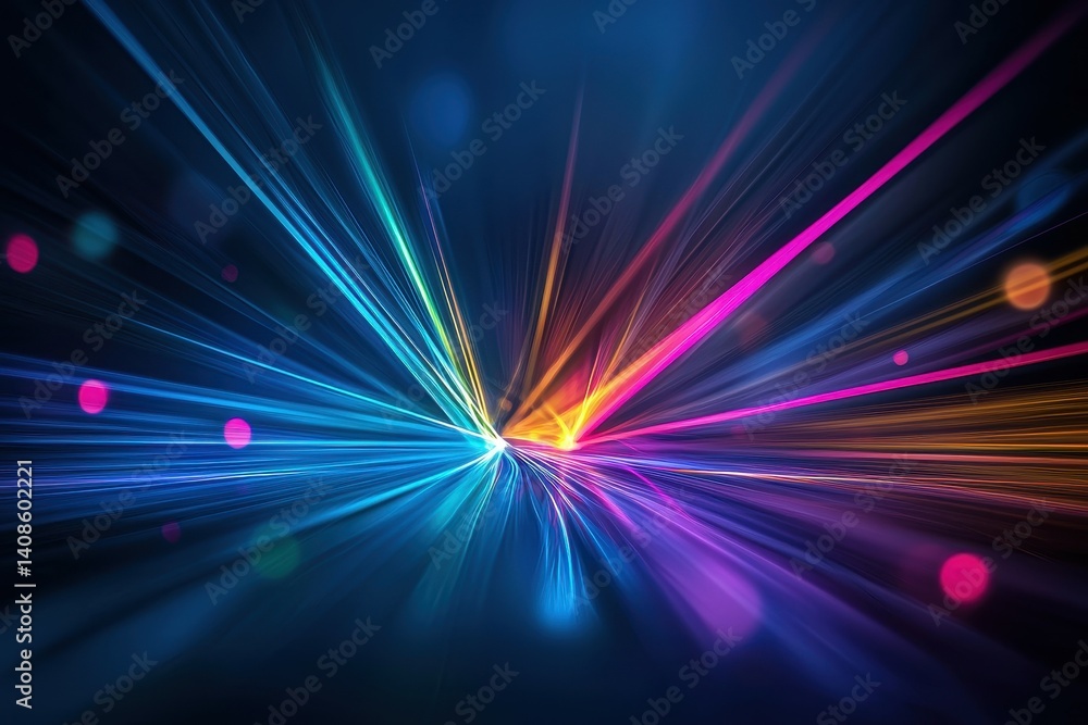 Poster vibrant light rays create a dynamic and colorful abstract background.