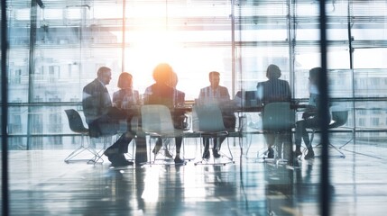 Obraz premium Strategic business meeting in modern office urban setting professional environment collaborative viewpoint corporate dynamics