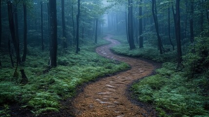 Fototapeta premium Enchanted Forest Path: A Mystical Journey Through Verdant Woods