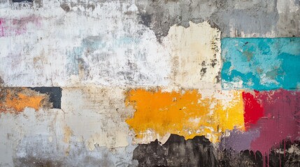 Distressed wall featuring peeling paint and exposed layers, reflecting a rich history of wear.