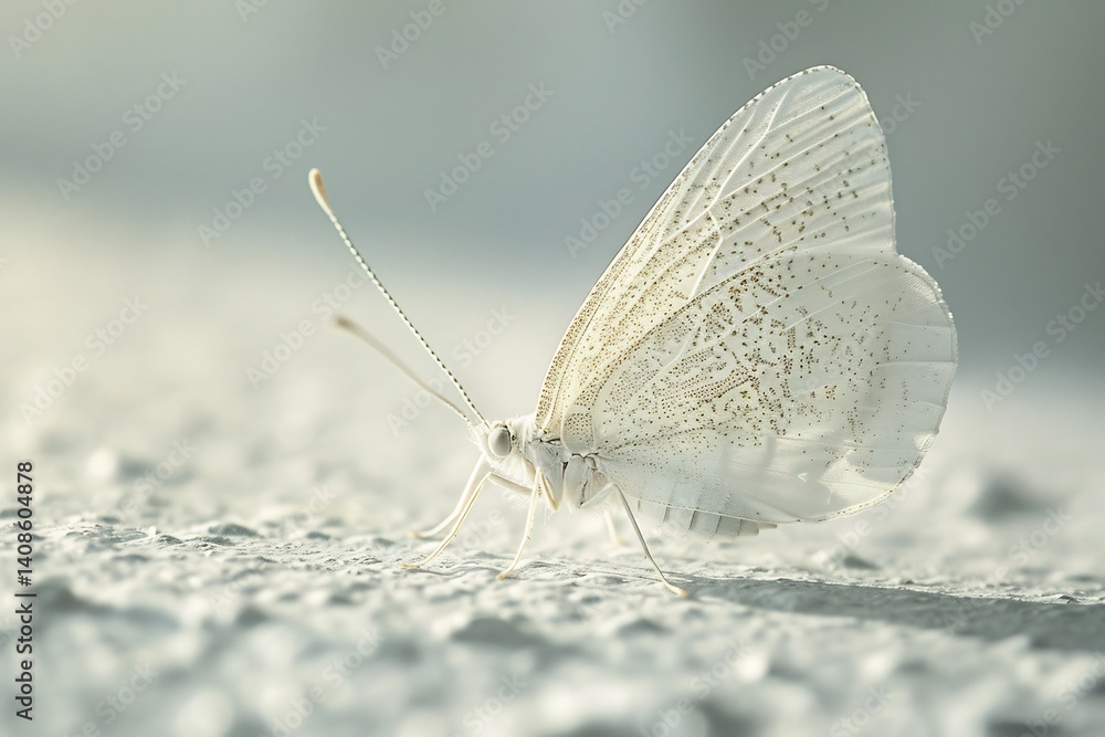 Wall mural whitefly hovering small wings flapping quickly detailed macro close up soft lighting effect isolated