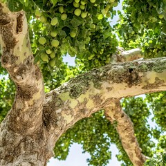 Fototapeta premium Green Fruit Tree Branches Sunlight Summer