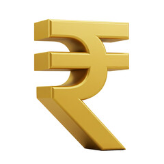 Golden Indian Rupee Symbol 3D Render A detailed three dimensional rendering of the Indian Rupee symbol in gold perfect for financial or economic related projects
