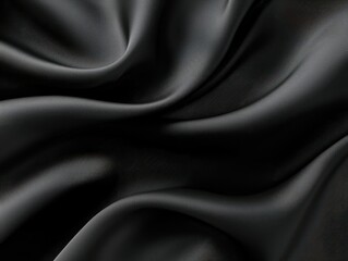 Fototapeta premium Elegant black satin fabric draped gracefully, showcasing smooth texture and subtle sheen.