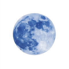 Enchanting blue moon illustration capturing serene nighttime beauty in an artistic watercolor style