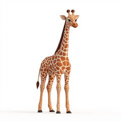 Obraz premium Realistic giraffe illustration standing in a minimalist environment, showcasing detailed spots and playful features