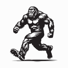 Fototapeta premium Bigfoot Running Vector Illustration isolated on white background.