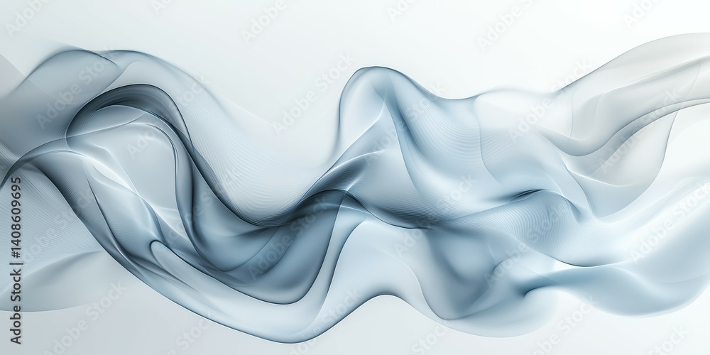 Poster abstract waves in blue and white tones create a serene and calming effect.