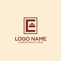 Simple letter E and house logo for architect firms with a modern and professional design idea for real estate branding and construction businesses