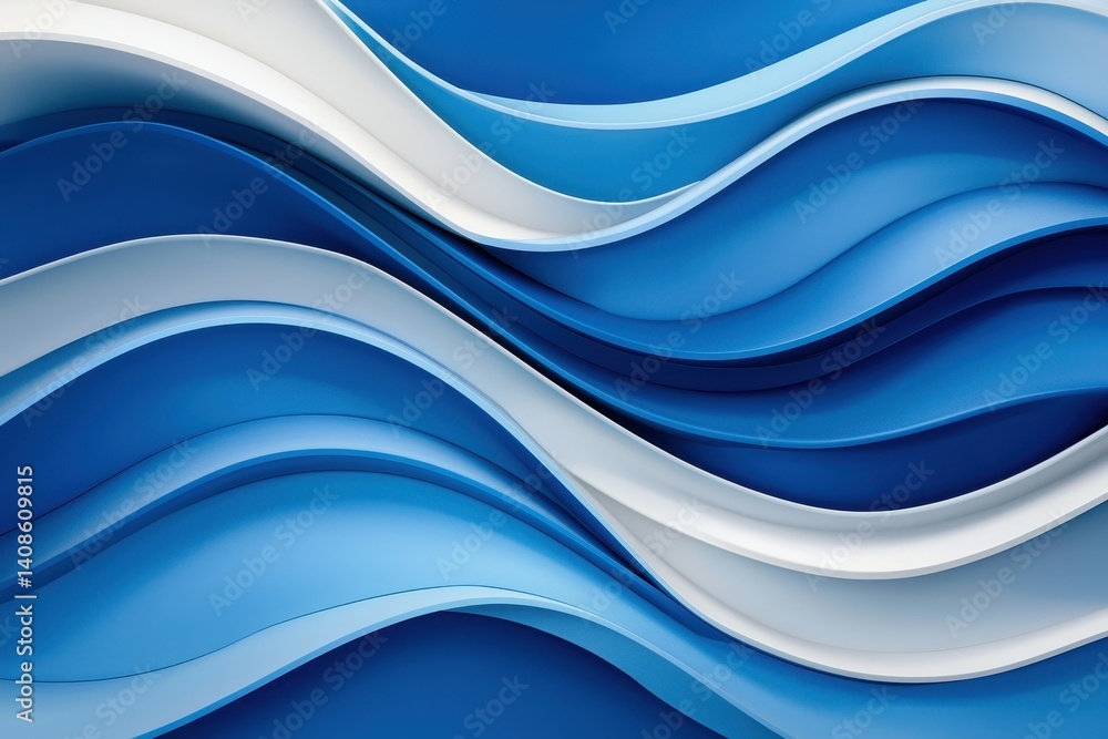 Poster abstract blue wave patterns creating a calming visual flow.