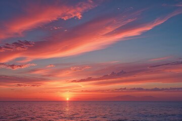 Coral Sky Sunset Captivating Evening Colors with Warm Hues and Tranquil Gradients