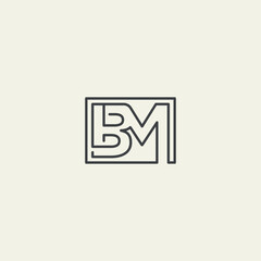 Letter BM logo design in grey color with a light colored background