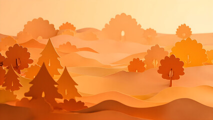 Whimsical Paper Forest in Warm Tones