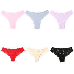 Many different panties isolated on white, set