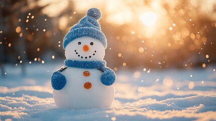 Fototapeta premium Snowman in winter scene (2)