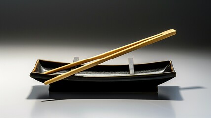 Photorealistic image of a bamboo chopsticks on holder
