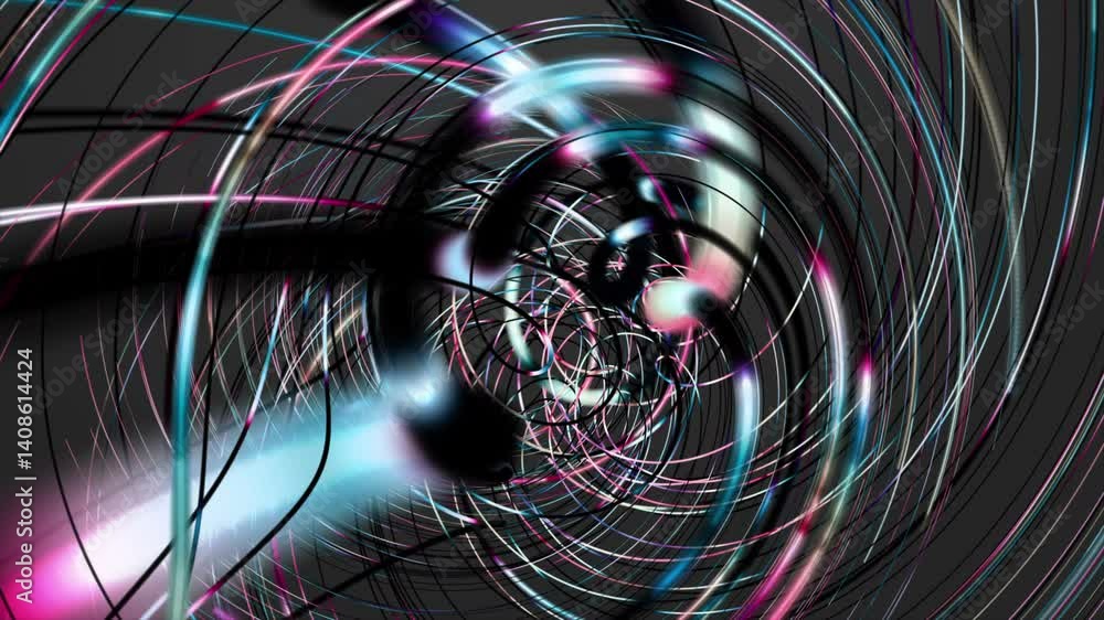 Poster fantastic video animation with stripe wave object in slow motion, 4096x2304 loop 4k