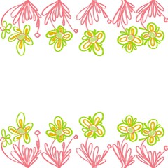 flowers and butterflies isolated on white and copy space for text