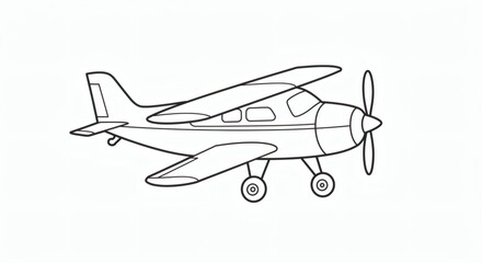 Airplane outline isolated on white background - for coloring page