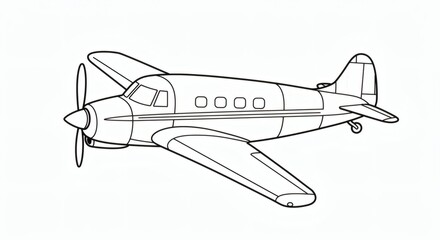 Airplane outline isolated on white background - for coloring page