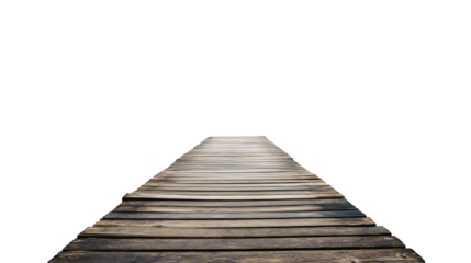 wooden bridge over the sea isolated on white background 
