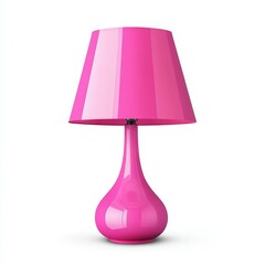 Bright pink lamp stands out against a clean, white backdrop, perfect for adding a pop of color to any room decor.
