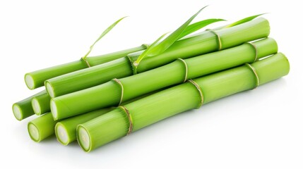 Obraz premium Fresh bamboo shoots with their outer husk intact, showcasing vibrant colors, perfect for culinary dishes or dcor.