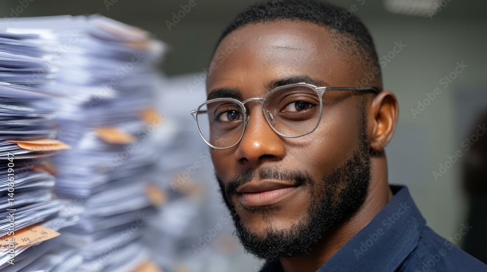 Poster professional employee proudly displays an array of credentials, showcasing skills and achievements f