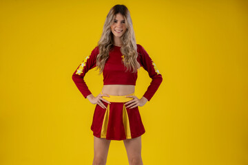 young teenage woman, cheerleader with various poses and facial expressions