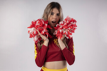 young teenage woman, cheerleader with various poses and facial expressions