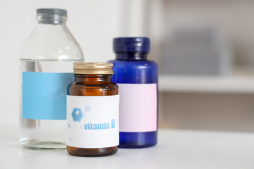 Cold medicines on table in living room, closeup