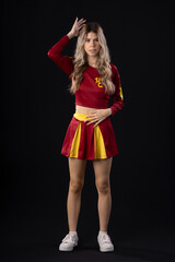 young teenage woman, cheerleader with various poses and facial expressions