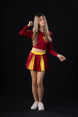 young teenage woman, cheerleader with various poses and facial expressions